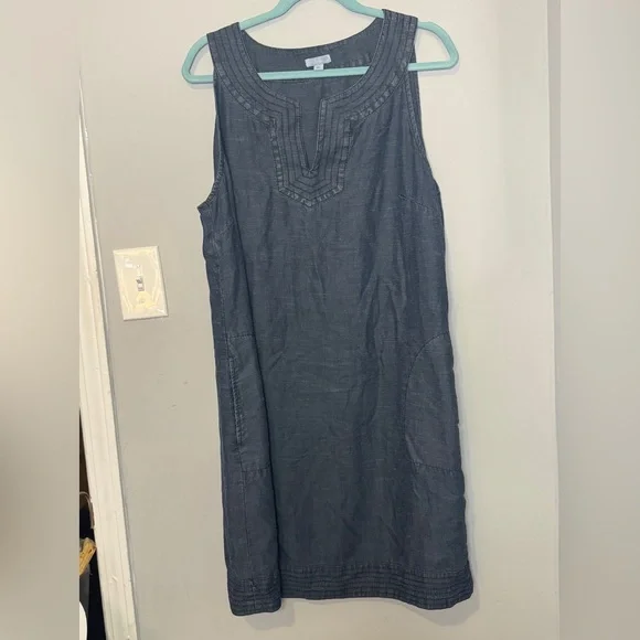 J. Jill Chambray Linen Shift Dress Extra Large - Picture 2 of 7
